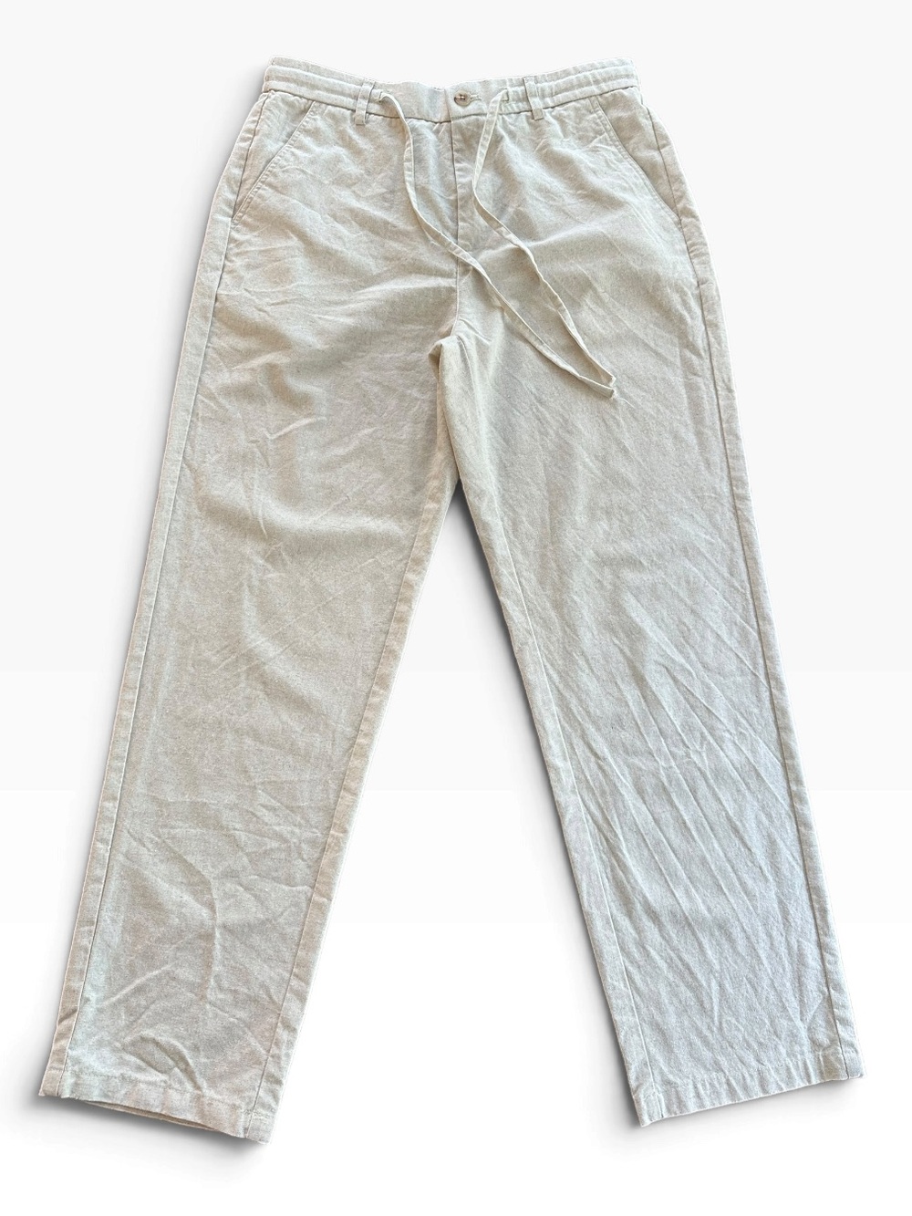 Men's Coofandy Casual Drawstring Chinos in Light Beige Size M